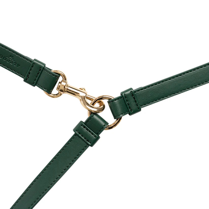 Hundeleine Classy LONG dark green - gold