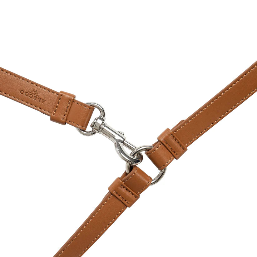 Hundeleine Classy LONG cognac - silber