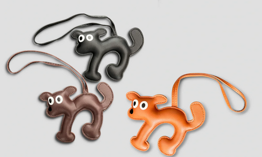 Cartoon Dog Anhänger braun, schwarz, cognac