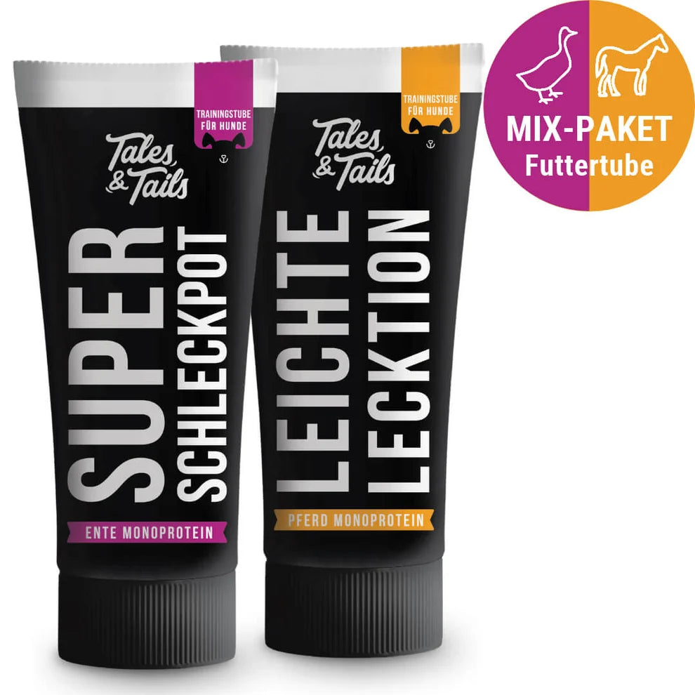 Schleck-LeckTion Duo - Futtertuben Paket für Hunde mit Pferd und Ente