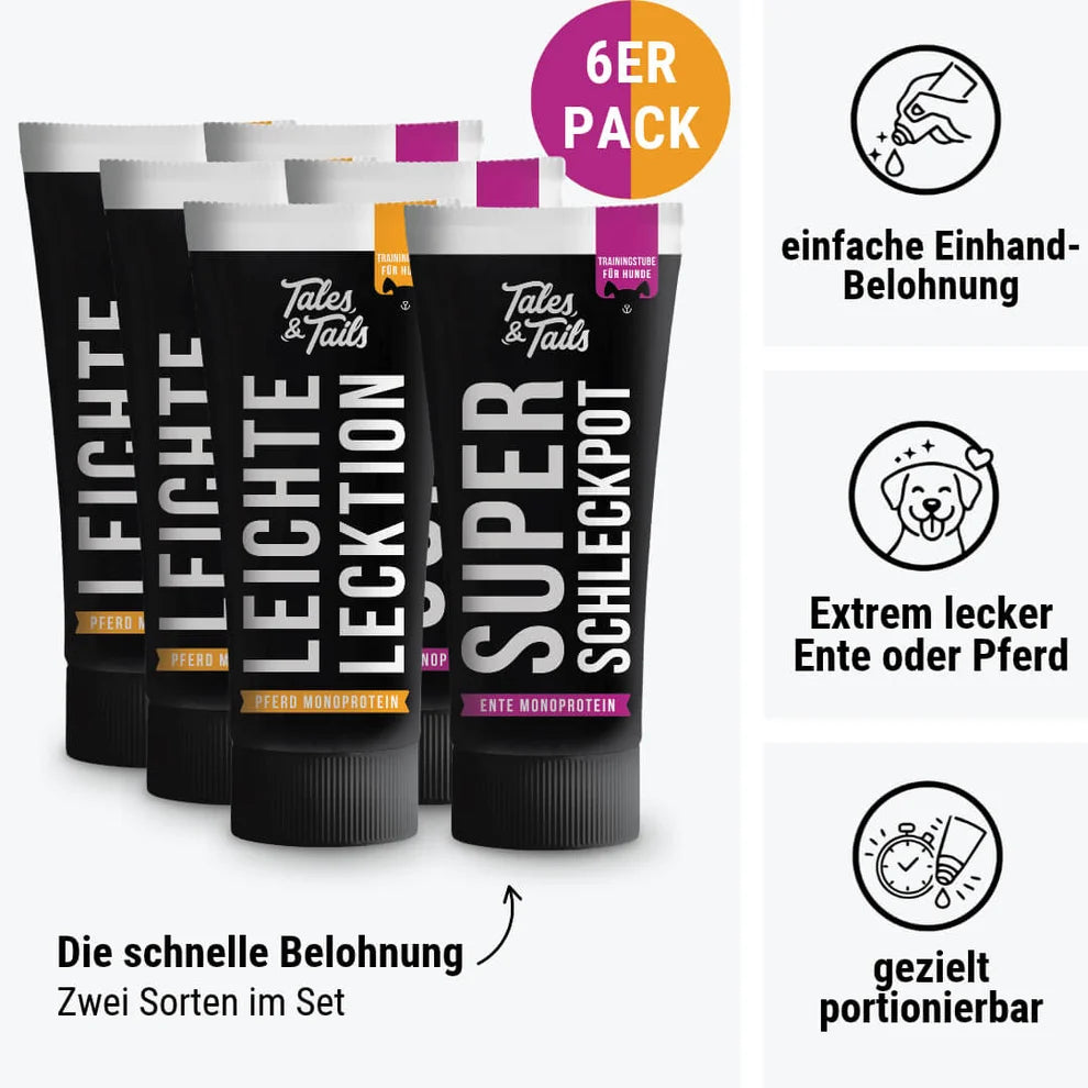 Schleck-LeckTion Duo - Futtertuben Paket für Hunde mit Pferd und Ente