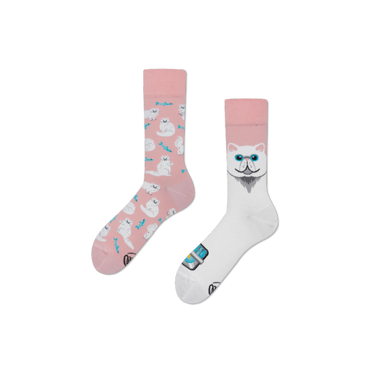 White Cat Socken by Many Mornings